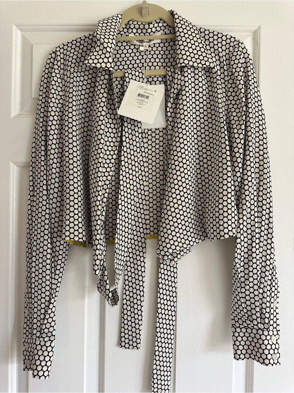 NWT Diane Von Furstenberg Silk Polka Dot Button-Down Blouse